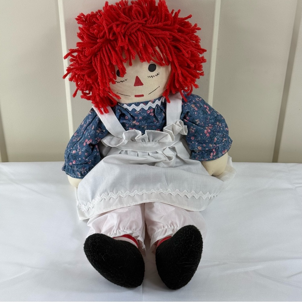 Raggedy Ann Doll with Red Hair and Floral Dress